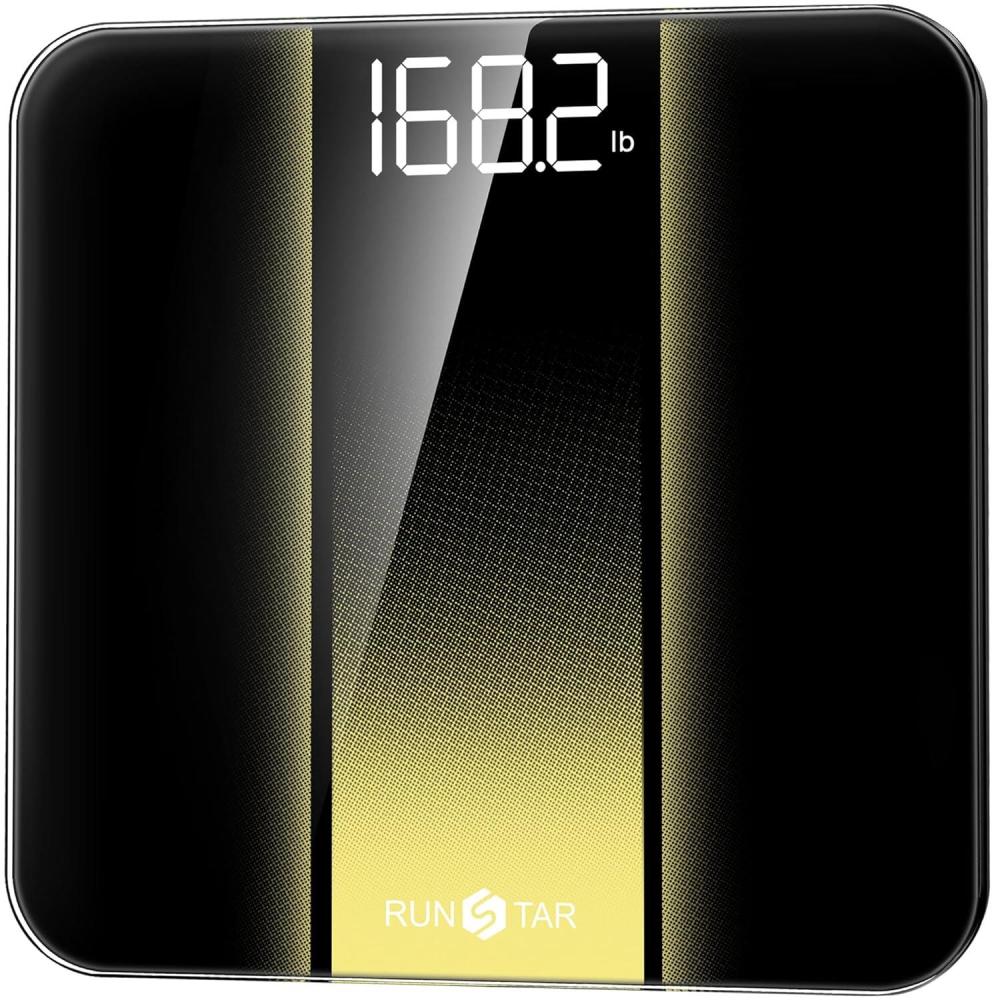 image:imageRunStar Digital Bathroom Scale for Body Weight with High Precision Clear LED Backlight Display Accurate Scale with 6mm Tempered Glass 400lb SilverGold
