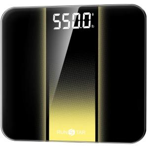 RunStar Digital Bathroom Scale for Body Weight with High Precision, Clear LED Backlight Display, Accurate Scale with 6mm Tempered Glass, 400lb, Silver(Black)