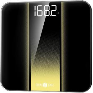 RunStar Digital Bathroom Scale for Body Weight with High Precision, Clear LED Backlight Display, Accurate Scale with 6mm Tempered Glass, 400lb, Silver(Gold)