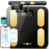 RunStar Digital Bathroom Scale for Body Weight, Body Fat, BMI 28 Measurements, Innovative 8-Electrode Smart Scales FSA&HSA Eligible with Voice Prompt Function High Accurate Bluetooth Weight Machine(Black Gold)