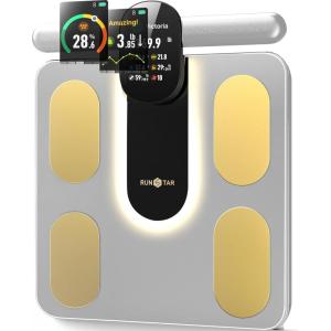 RunStar Smart Scale FSA&HSA Eligible, 8 Electrodes Digital Bathroom Scale for Body Weight and Fat, BMI, Muscle Mass 28 Body Composition Measurement, with Full-Color TFT LCD on Retractable Handle(grey)