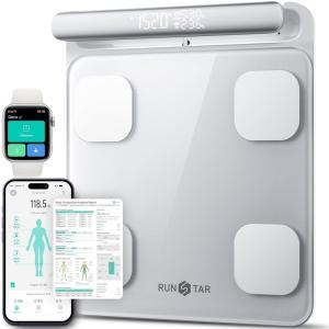 RunStar Smart Scale for Body Weight FSA&HSA Eligible, 8-Electrode Digital Bathroom Scale with BMI, Body Fat Percentage & Muscle Mass to 28 Body Composition and Printable Body Analysis Report(Silver)