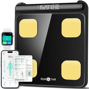 RunStar Smart Scale for Body Weight FSA&HSA Eligible, 8-Electrode Digital Bathroom Scale with BMI, Body Fat Percentage & Muscle Mass to 28 Body Composition and Printable Body Analysis Report(Black-gold)