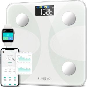 Scale for Body Weight and Fat Percentage, RunStar Digital Accurate Bathroom Smart Scale with Large Display, FSA&HSA Eligible 13 Body Composition Analyzer Sync App, Black Gold(White)