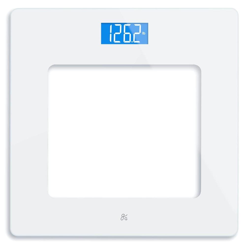 image:imageGreater Goods Body Fat Scale Accurate Digital Weight and Health Metrics Body Composition and Weight Measurements Glass Top with Large Backlit Display SilverBasic  WhiteClear