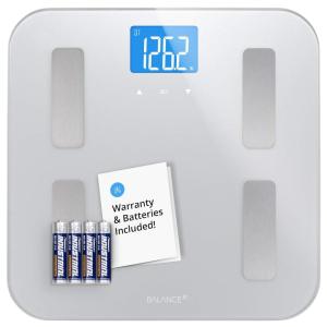 Greater Goods Body Fat Scale, Accurate Digital Weight and Health Metrics, Body Composition, and Weight Measurements, Glass Top, with Large Backlit Display (Silver)(BMI  Silver)