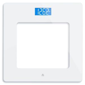 Greater Goods Body Fat Scale, Accurate Digital Weight and Health Metrics, Body Composition, and Weight Measurements, Glass Top, with Large Backlit Display (Silver)(Basic  White/Clear)