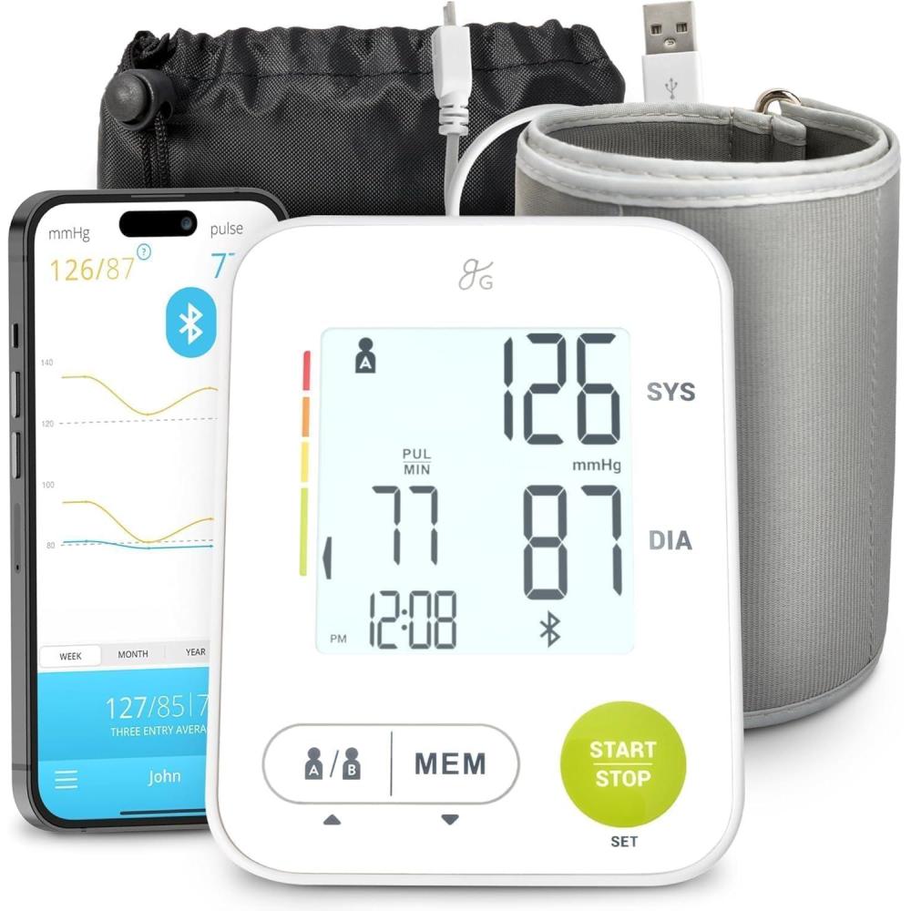 image:imageGreater Goods Bluetooth Blood Pressure Monitor with Regular Upper Arm BP Cuff Accurate Digital Blood Pressure Machine with App Integration Large Backlit Display BP Machine for Home UseStandard Kit