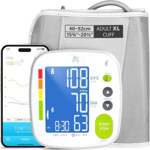 Greater Goods Bluetooth Blood Pressure Monitor – Accurate Digital Upper Arm BP Machine with Extra Large Cuff (15.7″–20.5″), Smart Inflate Technology, Backlit Display, Home Use Blood Pressure Kit(Extra-Large Cuff (15.7″-20.5″))