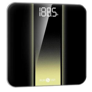 RunStar Digital Scale for Body Weight, Accurate Bathroom Weight Scale with Clear LED Backlight Display, Home Scale 400lb with Anti-Slip Design, Black Golden