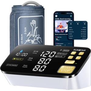 RunStar Smart Blood Pressure Monitor for Home Use, with Wide Upper Arm Blood Pressure Cuff (8.6” -17.3”), FSA&HSA Eligible, 6.5” Clear LED Display, AFib Detection, Connect App for iOS & Android