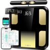 RunStar Scale for Body Weight and Fat Percentage, 8-Electrode Full Body Composition Monitor 28 Body Metrics Sync App, BMI, Muscle Mass-High Accuracy Digital Bathroom Scale with 3-Metric Display(Black Gold)